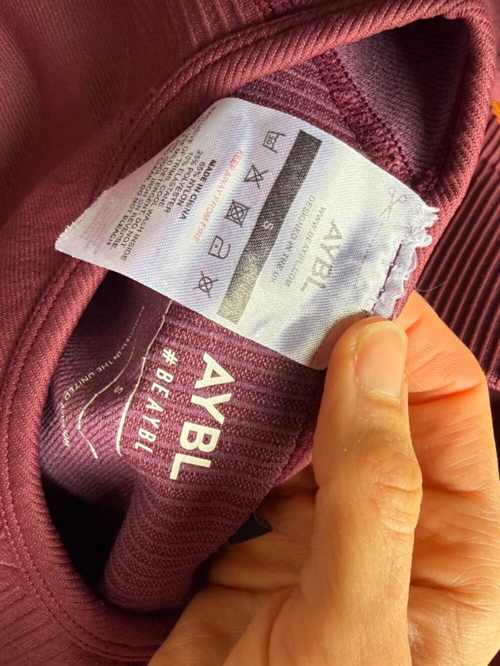 AYBL Empower Seamless Set Red Wine Small | Long Sleeve Crop Top + Leggings | Gym - Picture 7 of 8